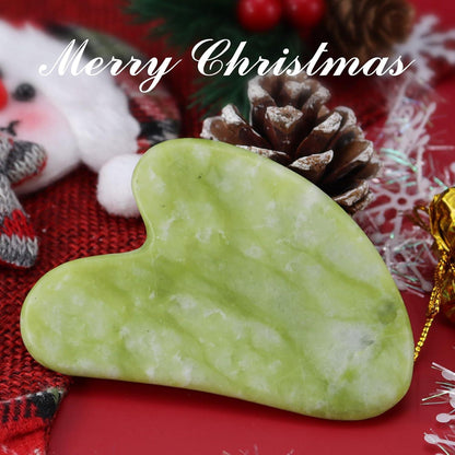 Gua Sha Stein Natürlicher Jade für Gesichtsmassage - Weihnachtsgeschenk