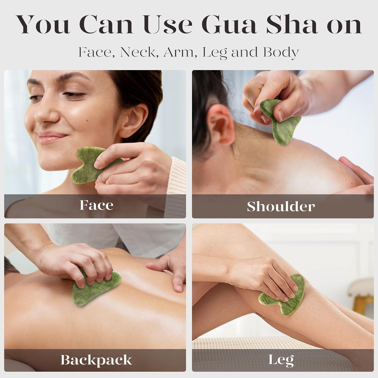Gua Sha Stein Natürlicher Jade für Gesichtsmassage Xiuyan Jade