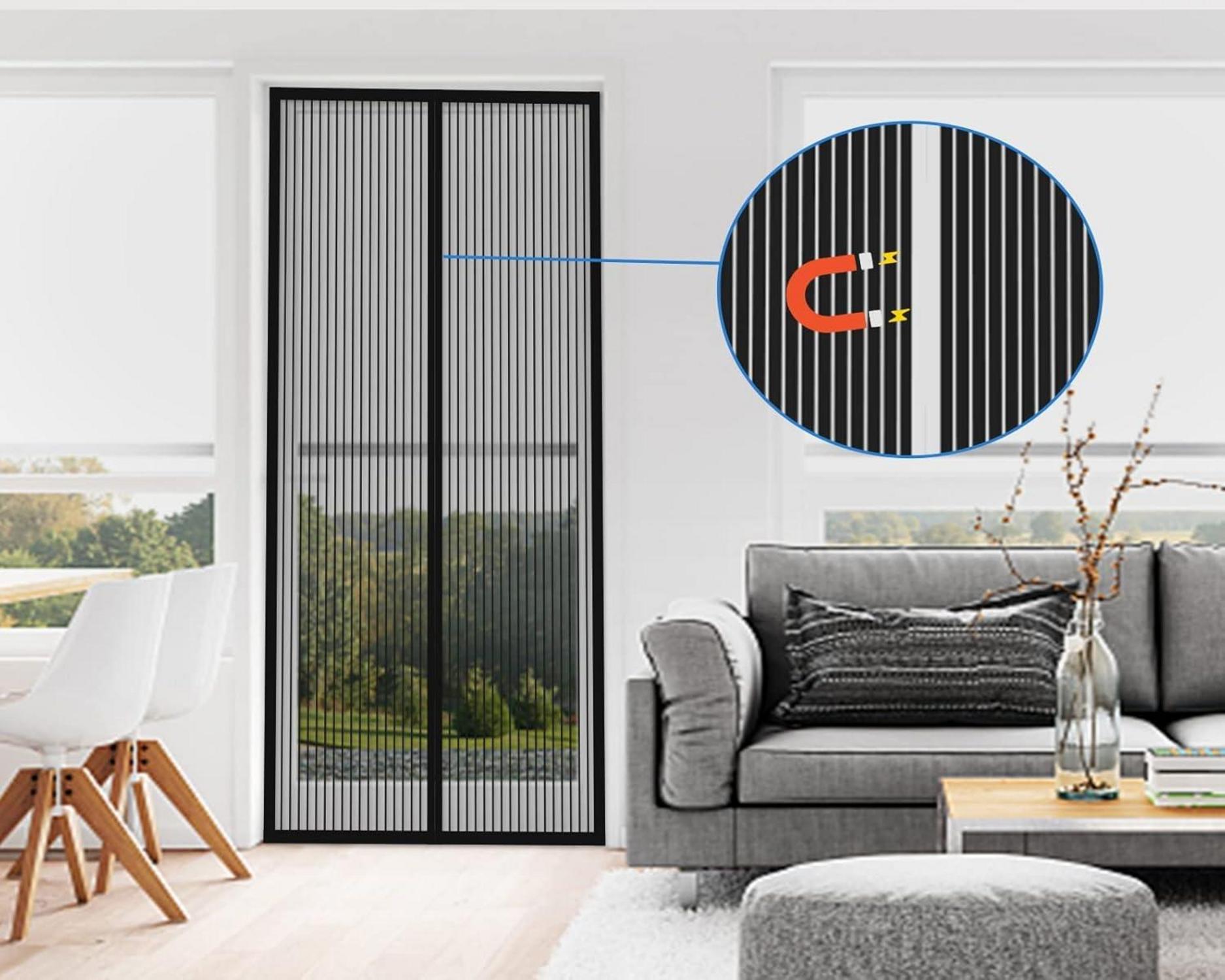 Fliegengitter Magnet Tür Insektenschutz 90x220cm Schwarz
