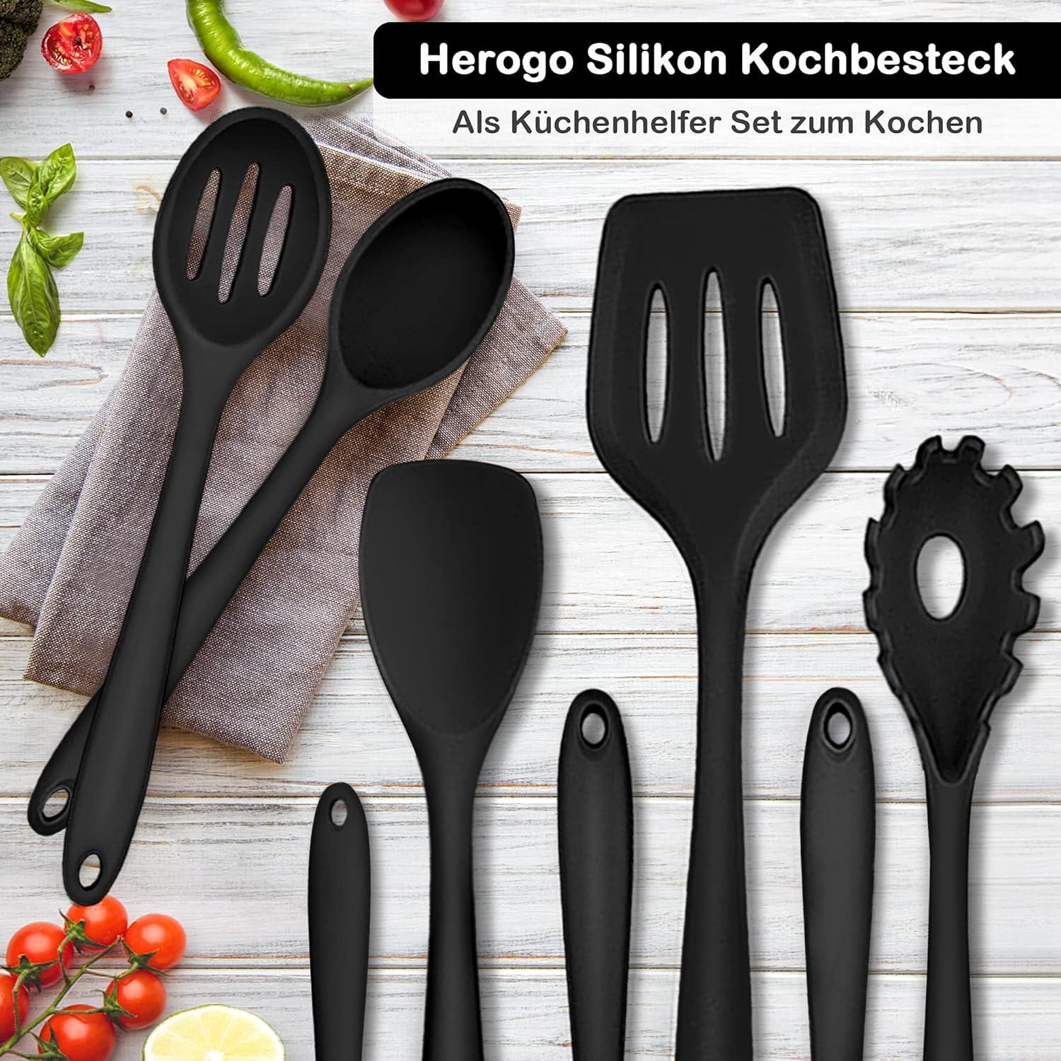 Küchenhelfer Set 8-teilig Silikon Kochbesteck Antihaft Hitzebeständig