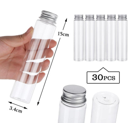 30er Set Transparente Kunststoff Reagenzgläser 110ml mit