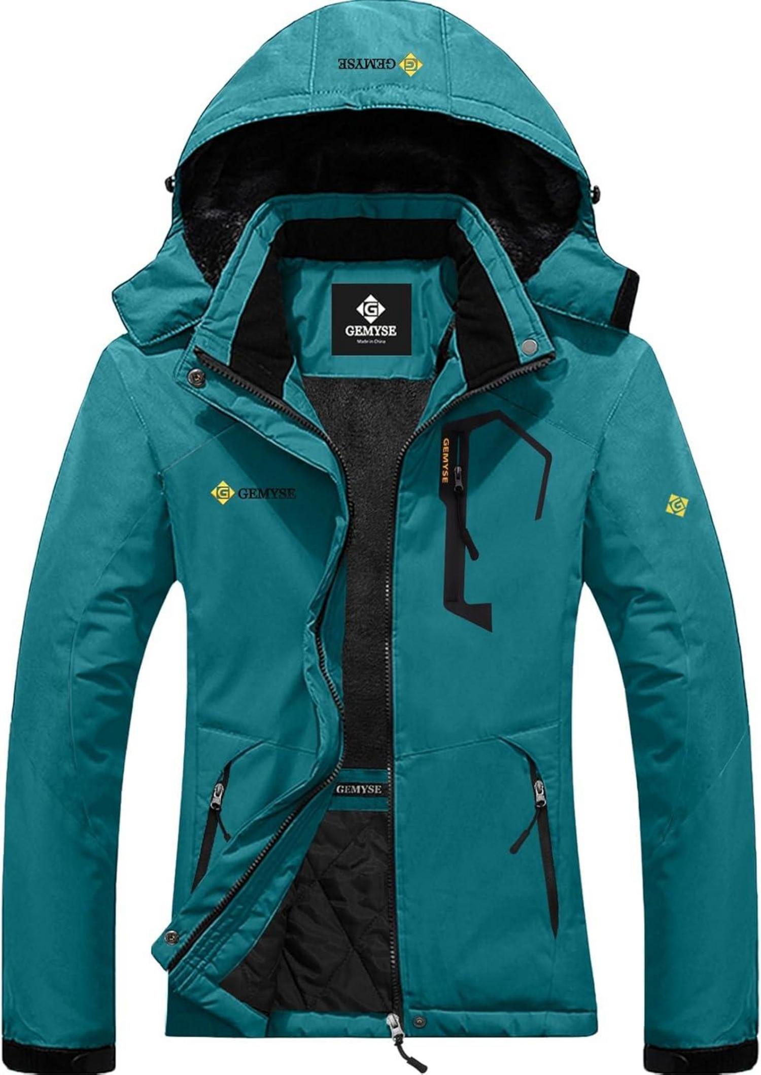 Damen Wasserdichte Skijacke Fleece Winterjacke Kapuze