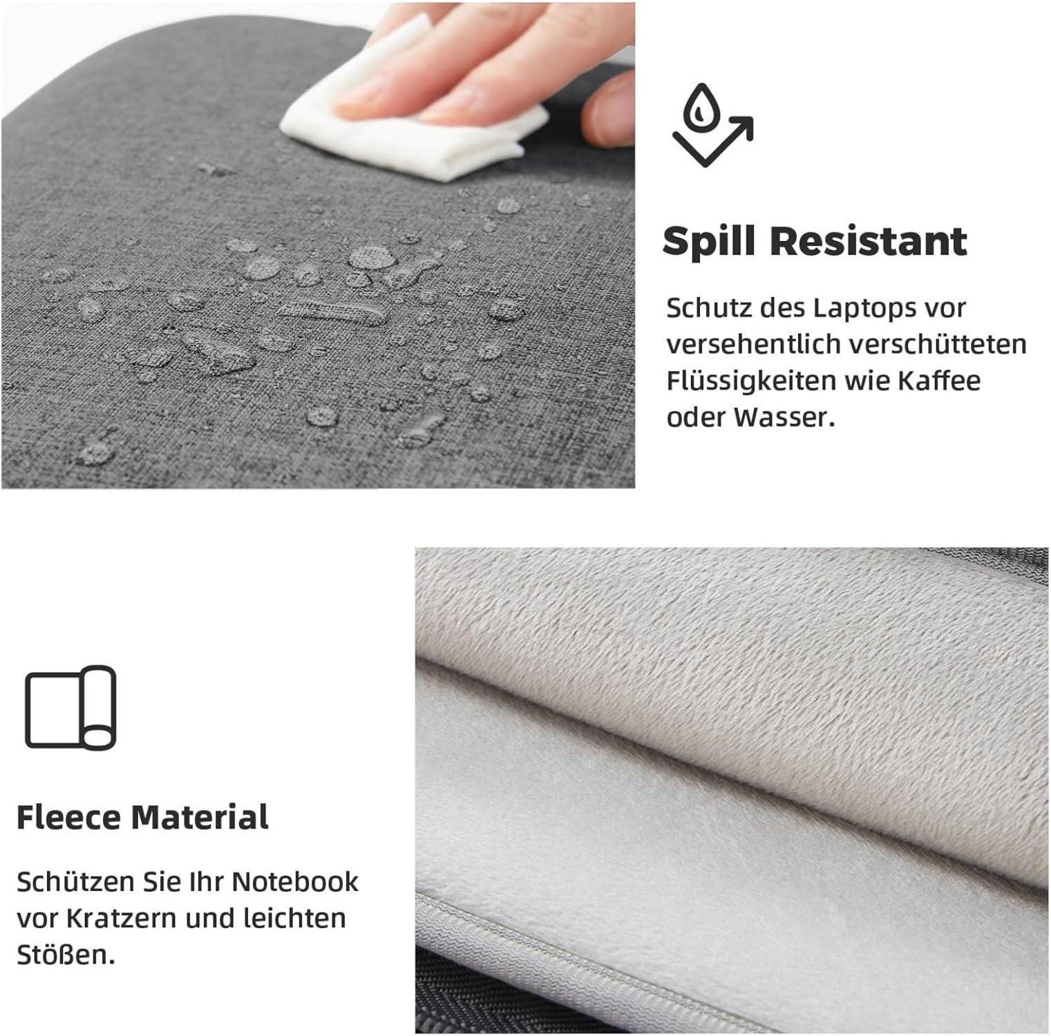 Voova Laptop Hülle 15,6 Zoll Wasserdicht Dunkelgrau - Notebook Sleeve Macbook Dell HP iPad 15,6-16 Zoll