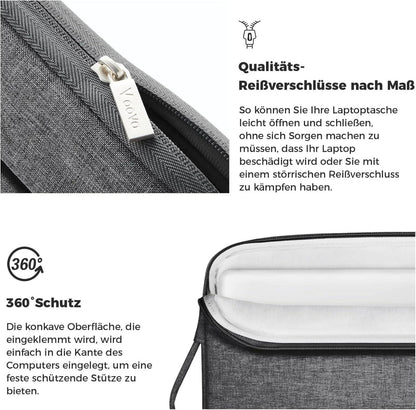 Wasserdichte Laptop-Hülle 15,6 Zoll Notebook Tasche Handgriff Dunkelgrau