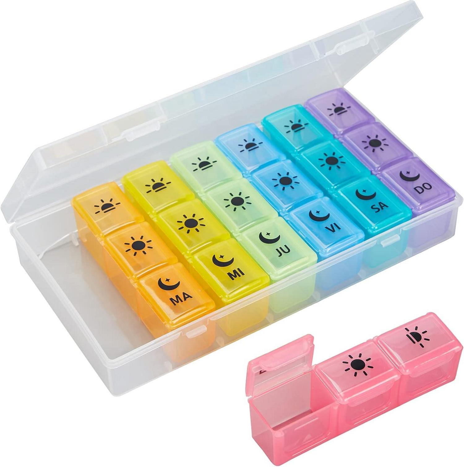 7-Tage spanische Pillendose 3 Schüsse Großer Tablettenspender