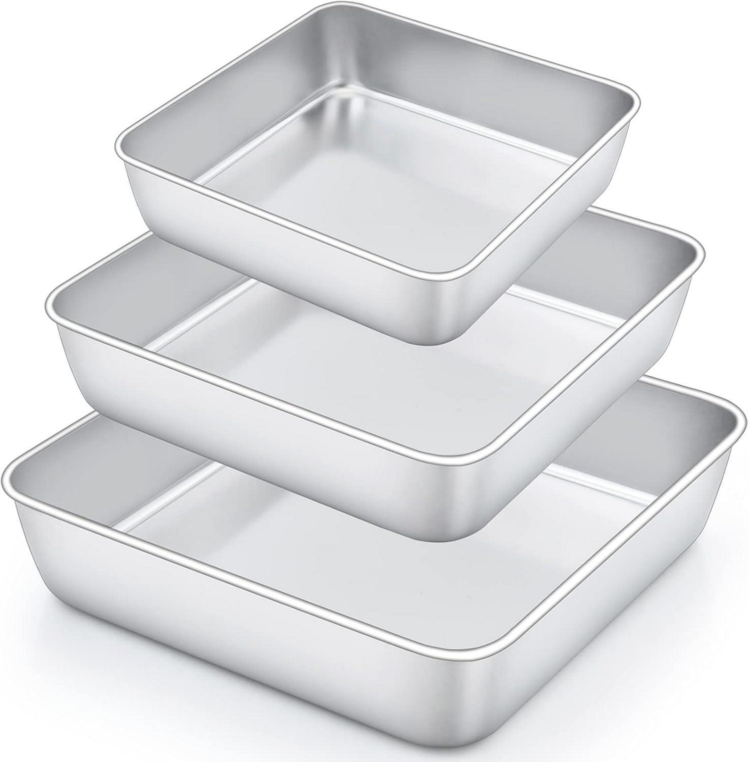 Quadratische Kuchenform 3er-Set Edelstahl Brownie Backform
