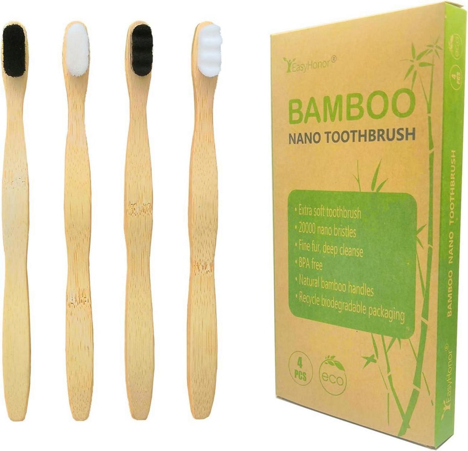 EasyHonor Extra weiche Bambus-Zahnbürste mit 20.000