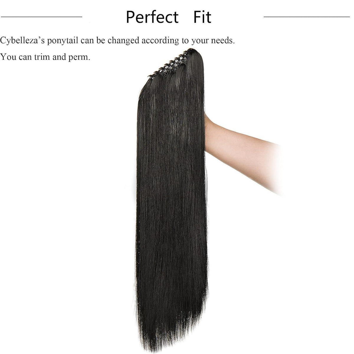 Schwarz Zopf Haarteil – 55 cm, Voluminös & Lang