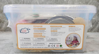 EFO SHM Kinderküche Zubehör Holz Matschküche Spielküche Kochset Edelstahl Töpfe Puppenküche Hölzernes Spielzeug Kleinkinder Jungen Mädchen