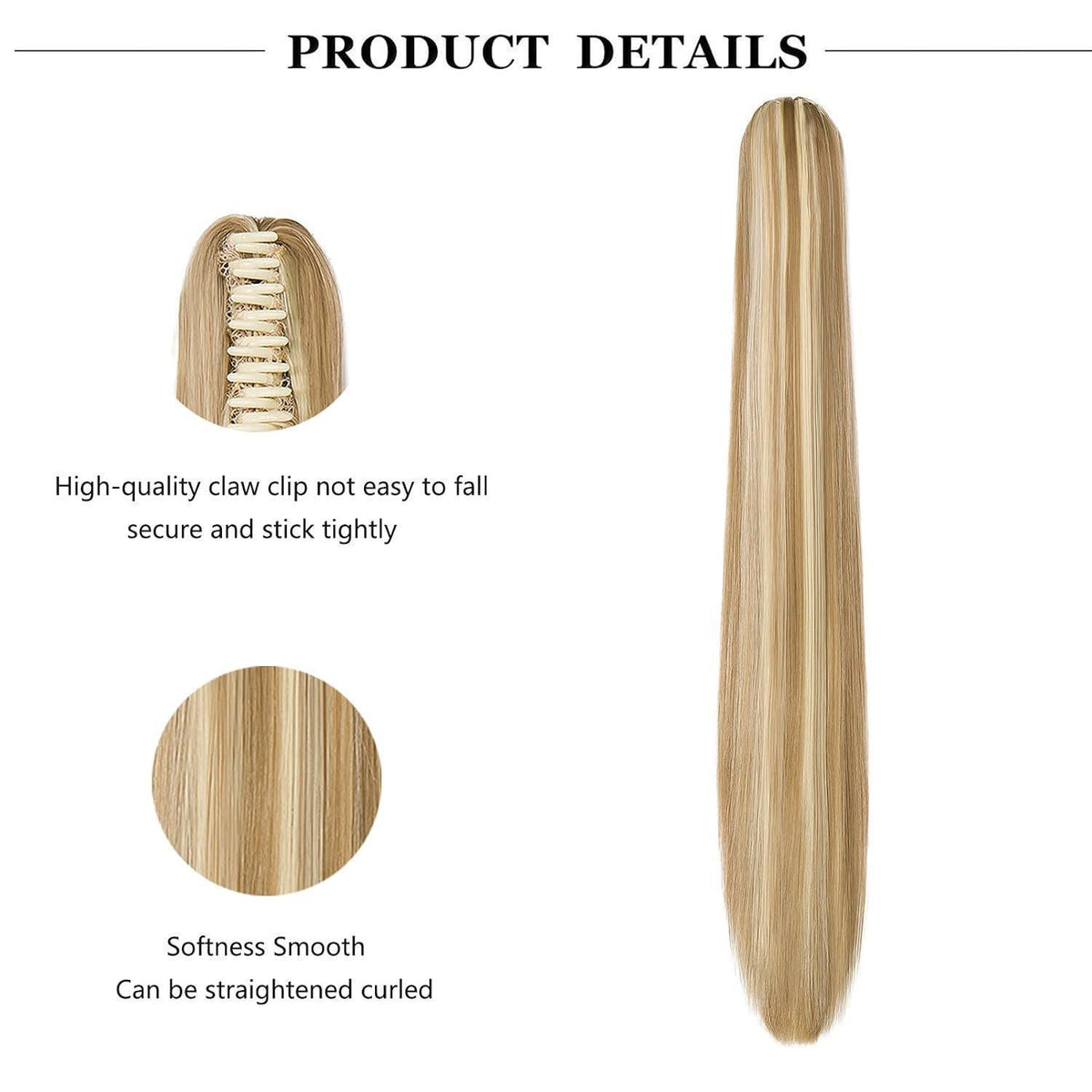 Zopf Haarteil Sandy Blonde & Gebleichtes Blond 55cm