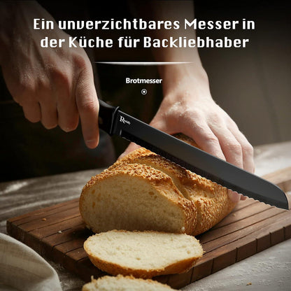 Messerset mit Messerblock Set 7-TLG Kochmesser Schere