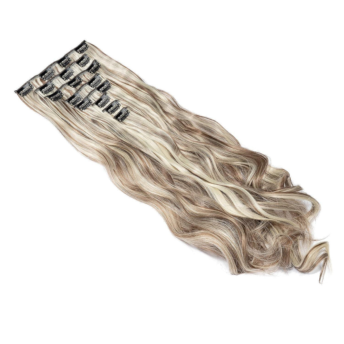 Welliges Haarverlängerung 8 Tressen Goldbraun & Blond