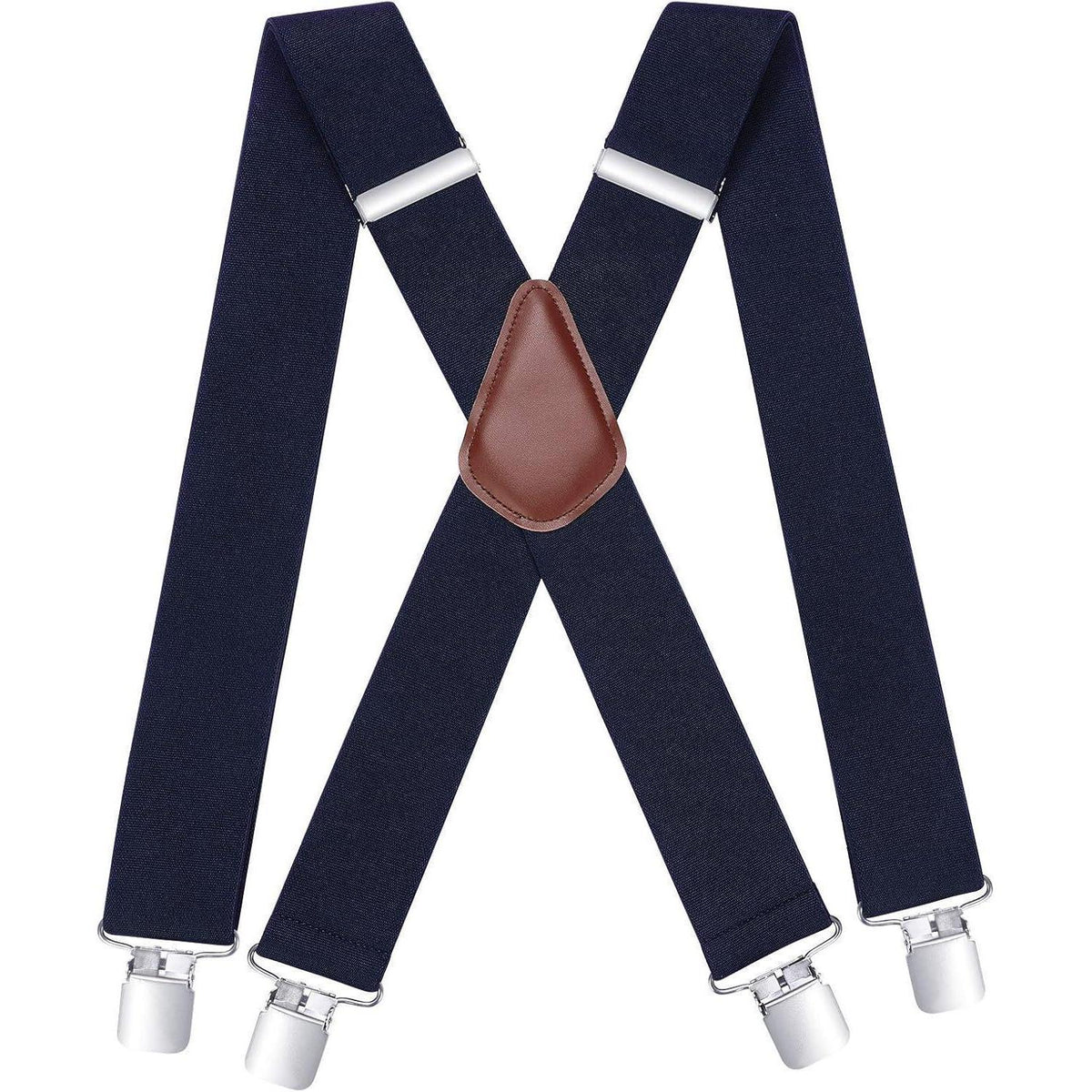 HISDERN Hosenträger Herren 5cm X-Form 4 Metall Clips Blau