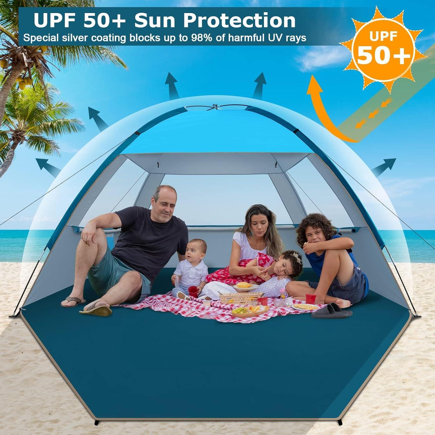 Strandmuschel mit UV-Schutz 50+ für 3-4 Personen