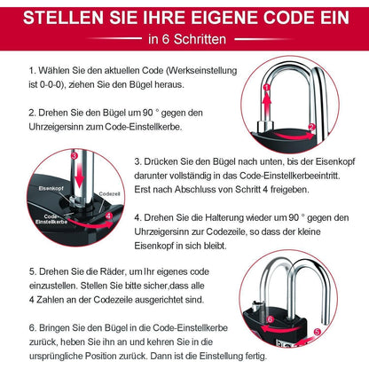 TSA Vorhängeschloss 4-Stellig Schwarz für Reisekoffer