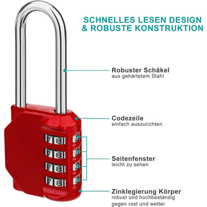 4-stelliges Wetterfestes Vorhängeschloss für