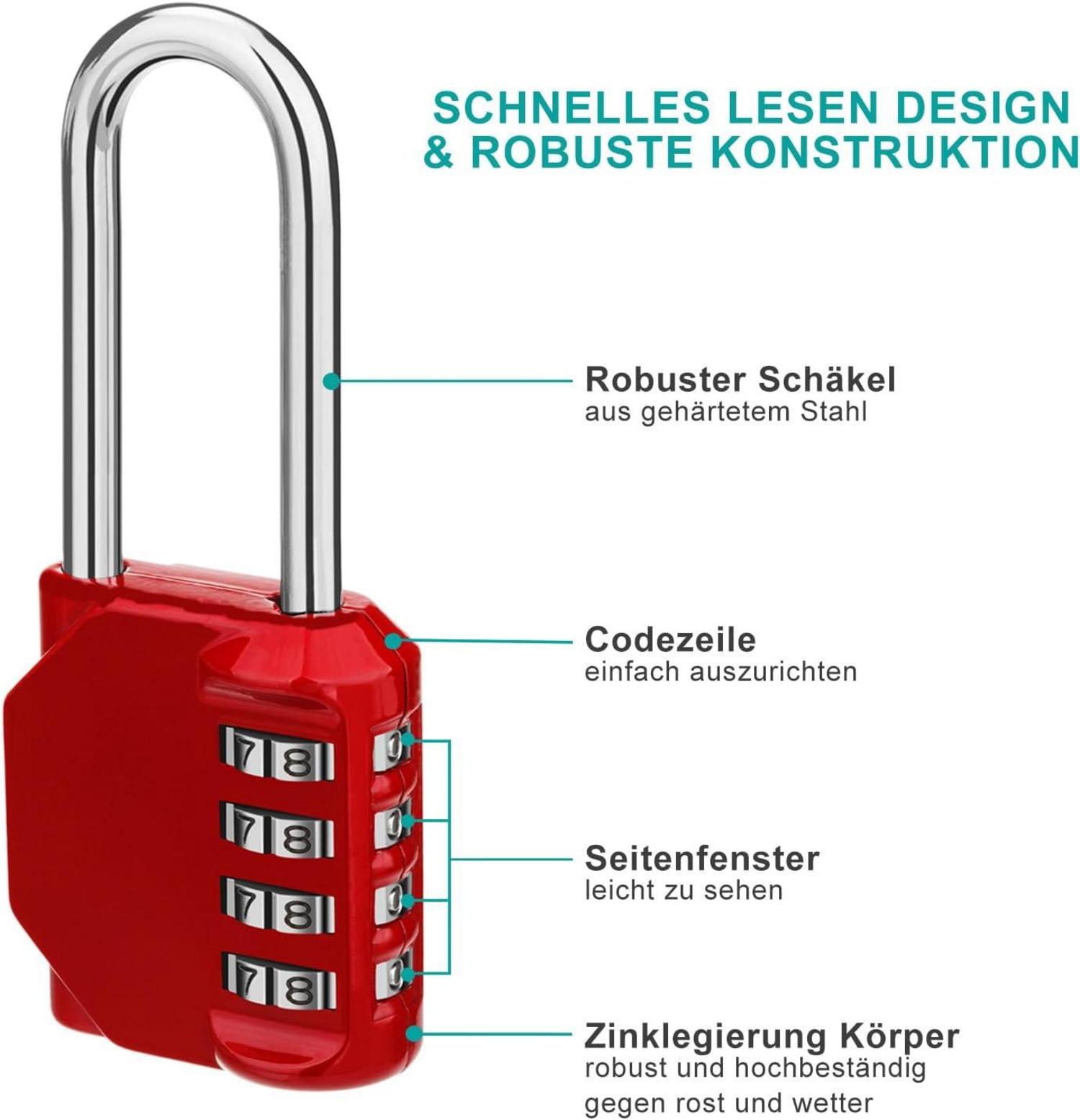 ZHEGE 4-stelliges Zahlenschloss für Fitnessstudio Spind und mehr