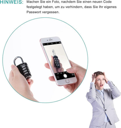 ZHEGE 4-stelliges Vorhängeschloss Zahlencode Fitnessstudio Spind Tür wetterfest