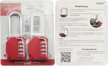 ZHEGE 4-stelliges Vorhängeschloss mit Zahlencode, wetterfest, für Fitnessstudio, Spind, Tür (2