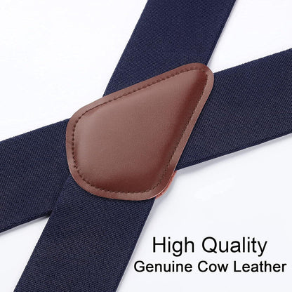 HISDERN Hosenträger Herren 5cm breit 4 Metall Clip X-Form