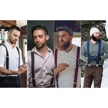 HISDERN Hosenträger Herren 5cm breit 4 Metall Clip X-Form