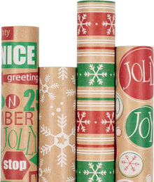 RUSPEPA Weihnachtspapier Kraftpapier 4 Rollen 76cm x 305cm