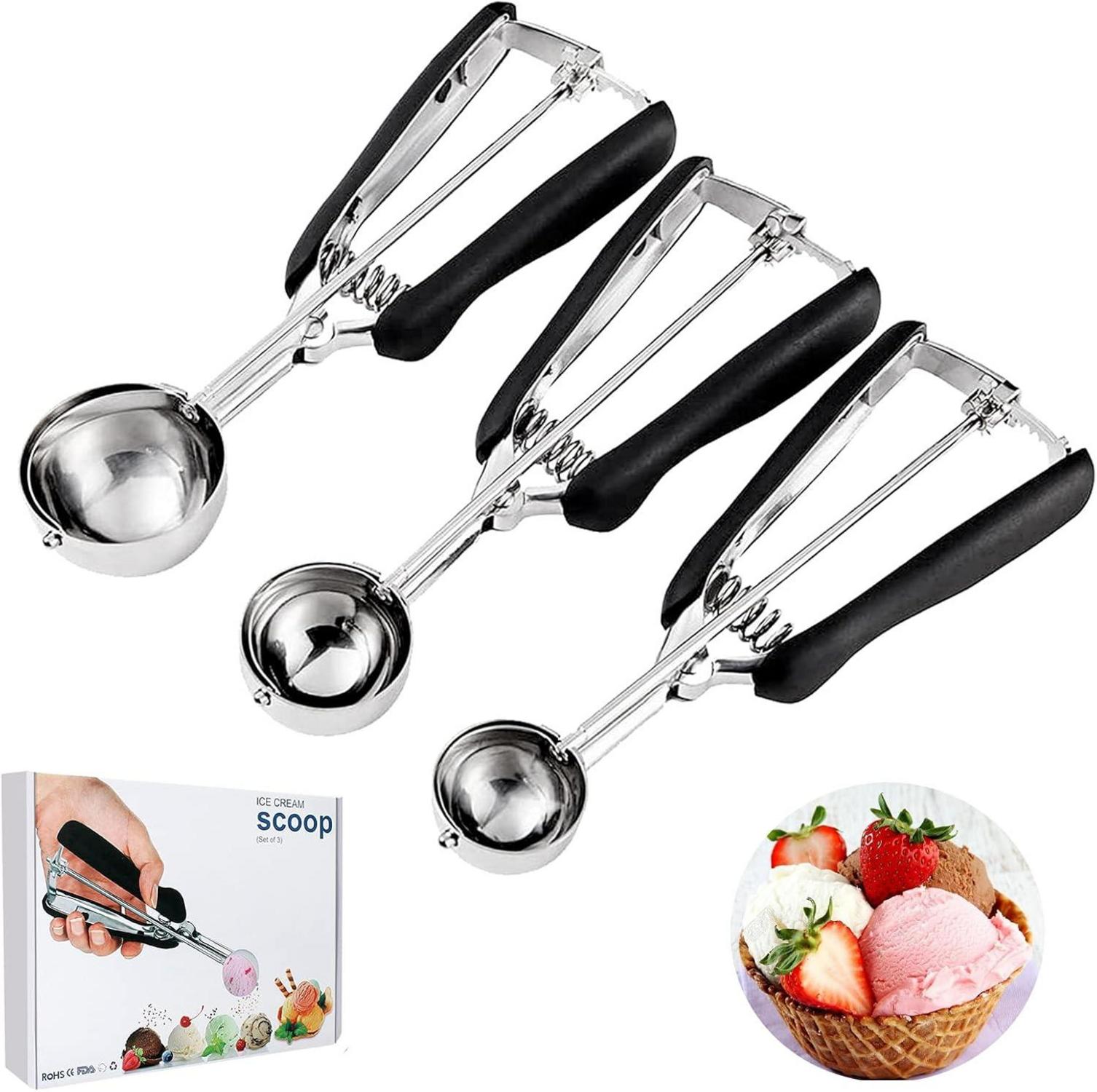 Eisportionierer aus Edelstahl mit Auslöser, 3