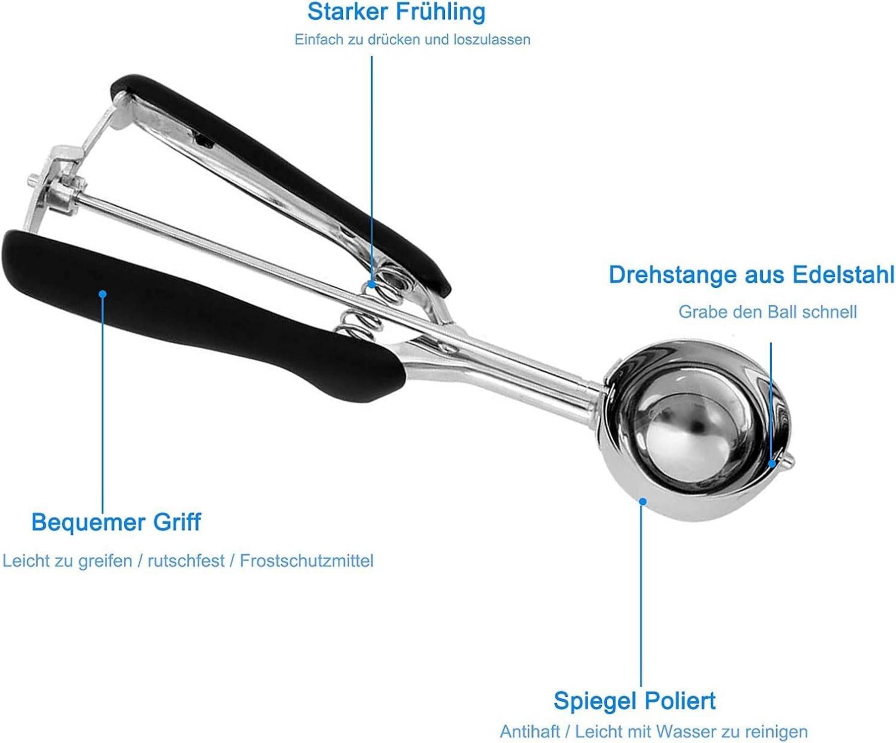 Eislöffel Edelstahl Eisportionierer Auslöser 3 Stück eiskugelportionierer 3/4/5cm