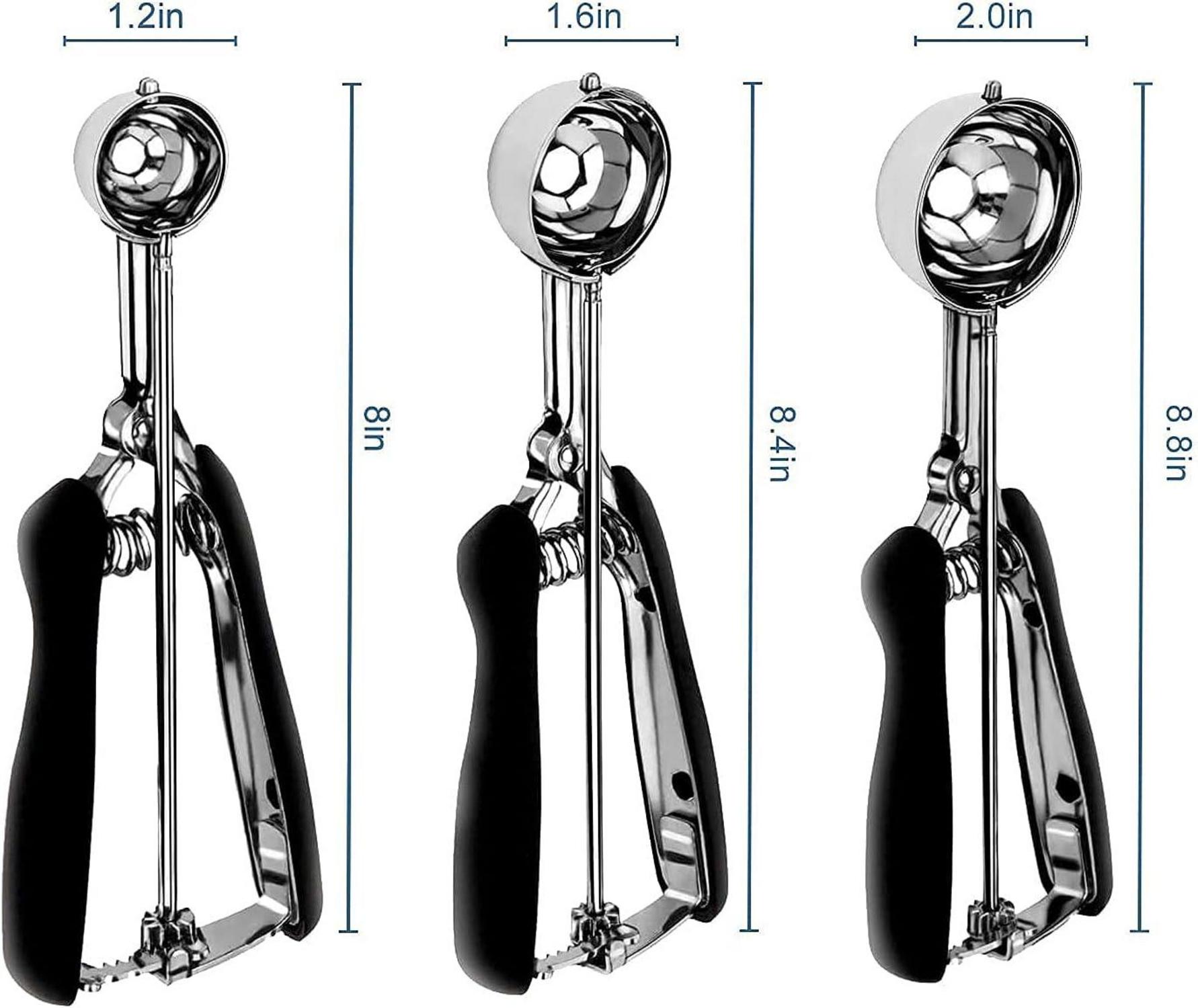 Eisportionierer Edelstahl Auslöser 3er Set eiskugelportionierer 3/4/5cm