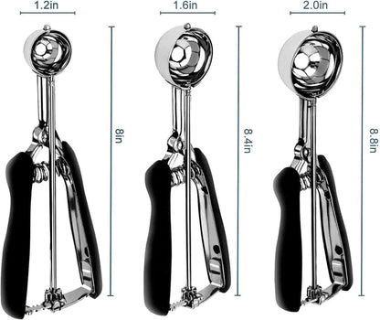 Eisportionierer Edelstahl Auslöser 3er Set eiskugelportionierer 3/4/5cm