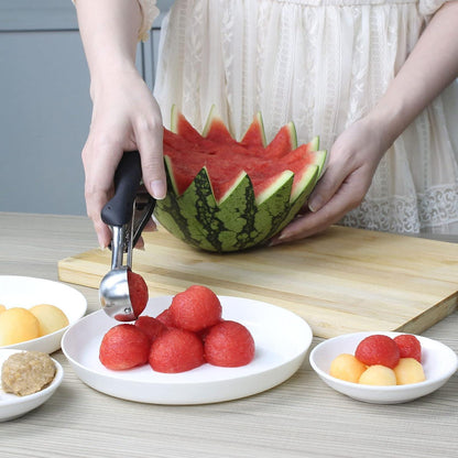 Eislöffel Edelstahl mit Auslöser 3er Set, Eisportionierer für