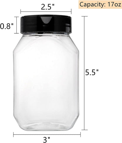 Dicunoy 16er Pack Große Gewürzgläser Kunststoff 500ml mit