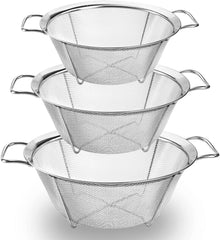 Edelstahl Mesh Sieb Küche 3er Set stapelbarer Korb mit Griff