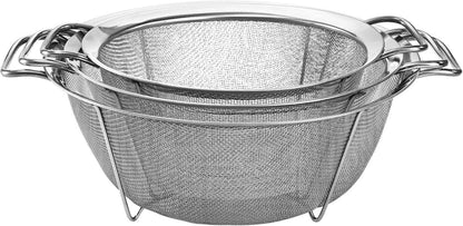 Edelstahl Mesh Sieb Küche 3er Set stapelbarer Korb mit Griff