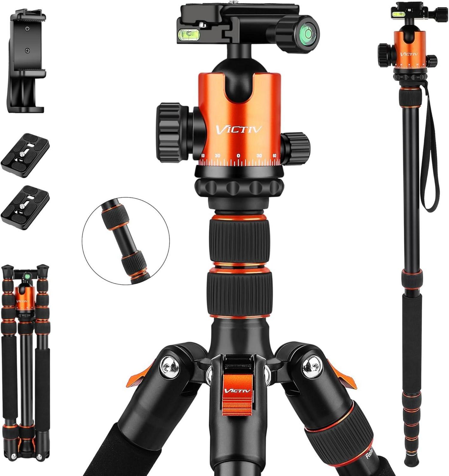 Professionelles Kamerastativ mit Handyhalterung 203 cm 15,4 kg Orange