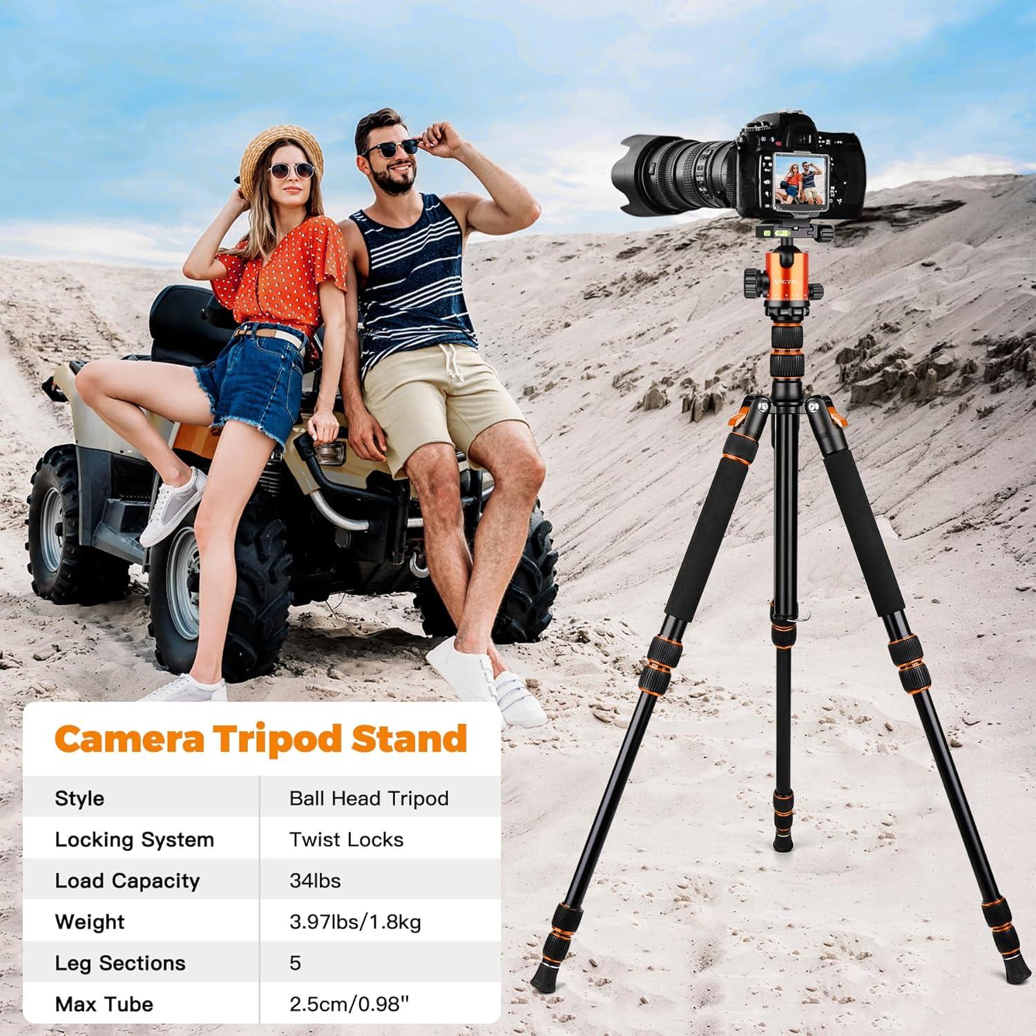 VICTIV 203 cm Kamera Stativ Orange Aluminium Fotostativ mit Kugelkopf