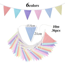 10m Wimpelkette Pastell 36 pcs Deko Banner Baumwolle