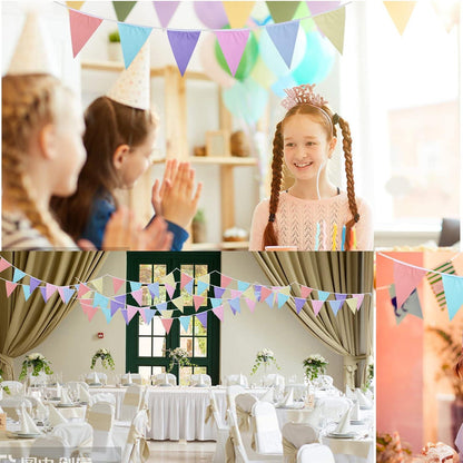 10m Wimpelkette Pastell 36 pcs Deko Banner Baumwolle