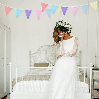 10m Wimpelkette Pastell 36 pcs Deko Banner Baumwolle