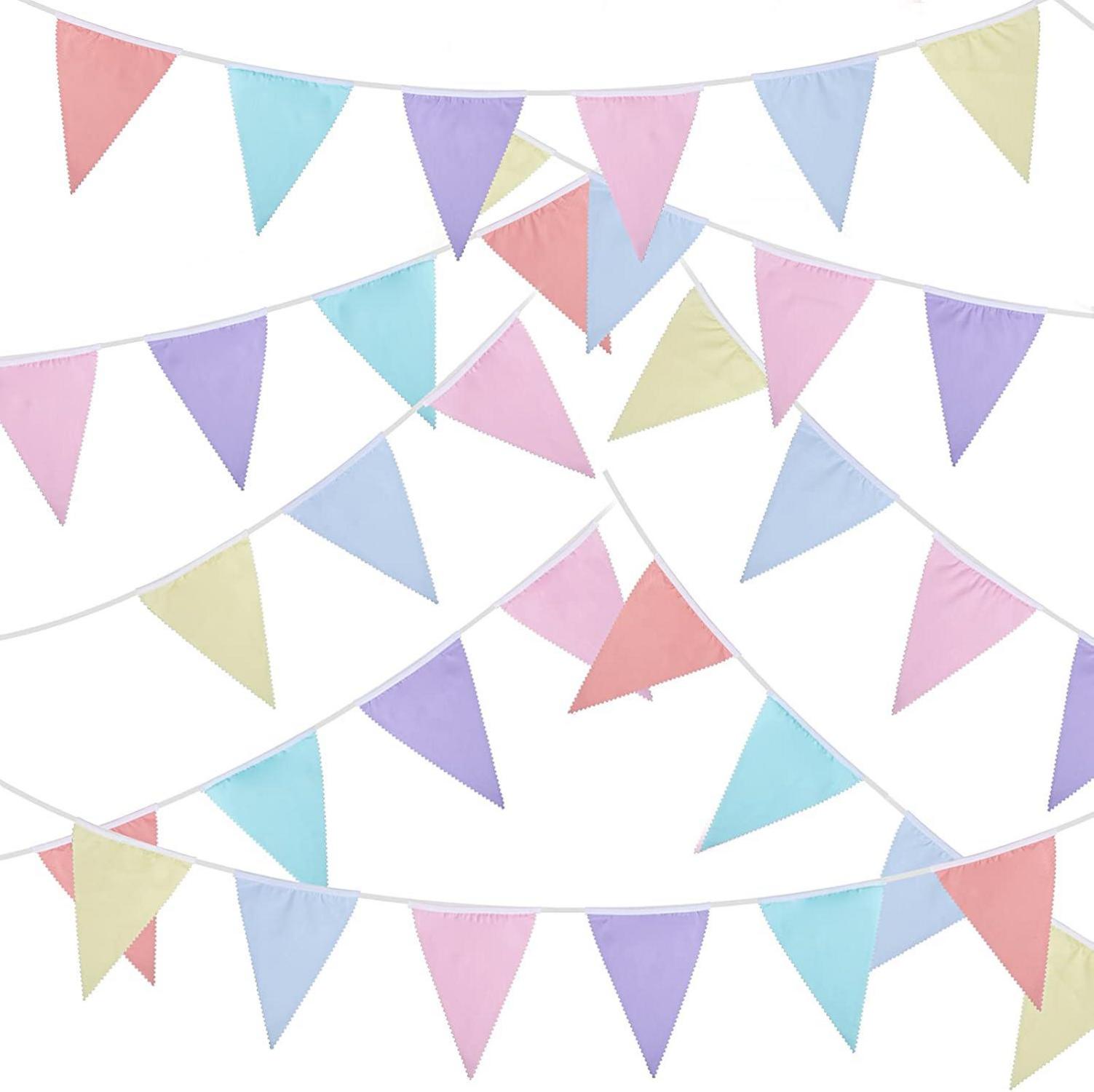 Wimpelkette Pastell 10m Baumwolle 36 Wimpeln Party Girlande