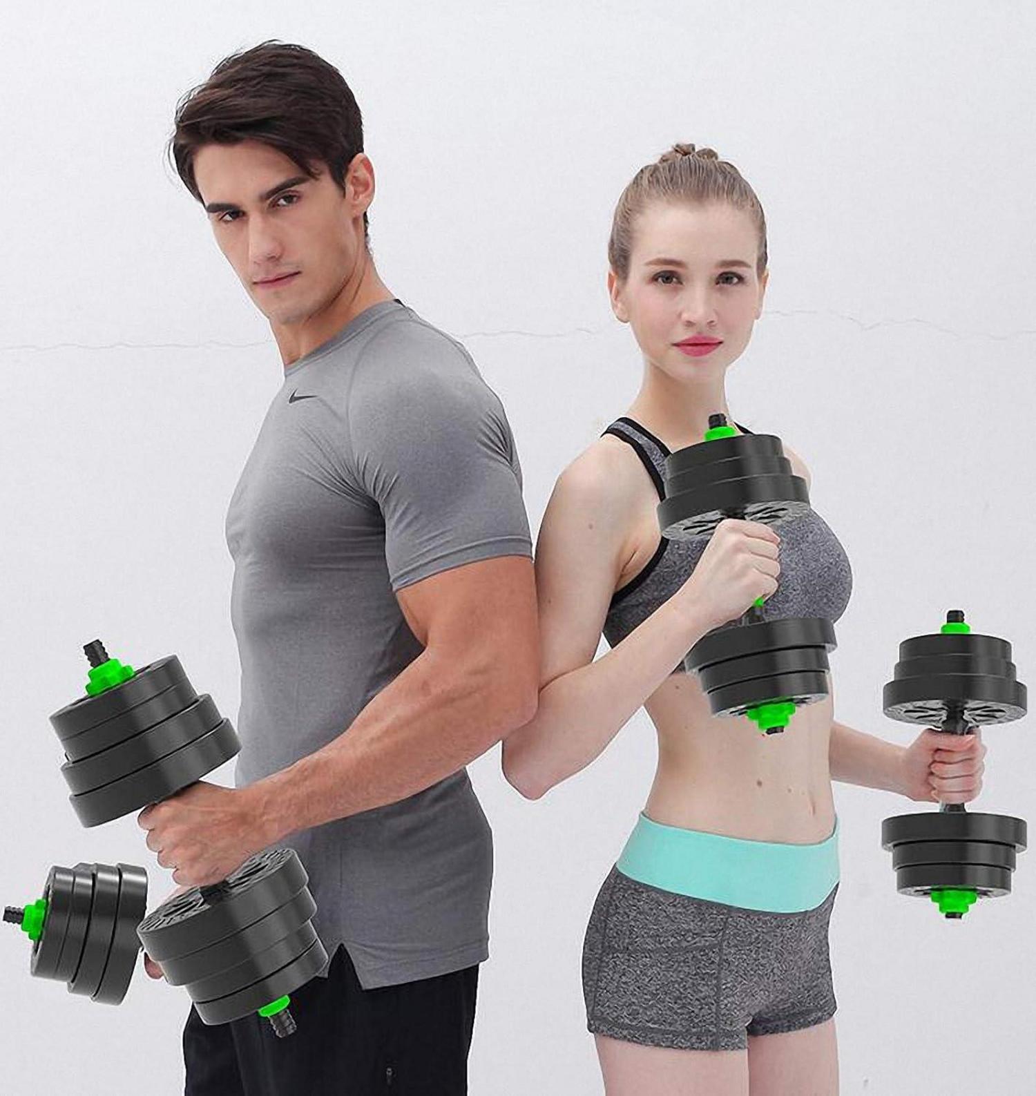 Verstellbare Kurzhanteln Set 15kg Kunststoff Dumbbell Aerobic Fitness Gym