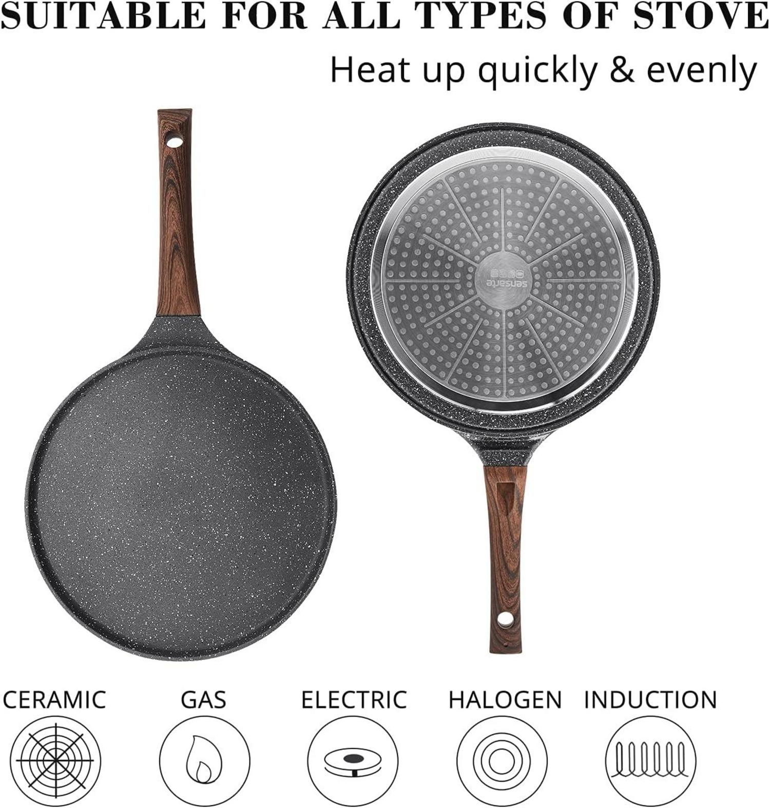 SENSARTE Crepe Pfanne 26cm Antihaft Granit Induktion PFOA-frei