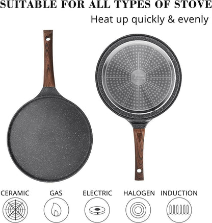 SENSARTE Crepe Pfanne 26cm Antihaft Granit Induktion PFOA-frei