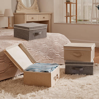 Aufbewahrungsboxen Faltbarer Aufbewahrungskorb Beige Grau 4er Set
