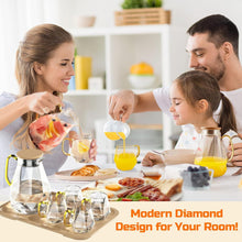 DUJUST Glaskaraffe 2 Liter mit 4 Tassen und