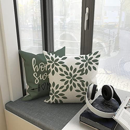 4 moderne Leinen Kissenbezüge 45x45 cm Wassergrün