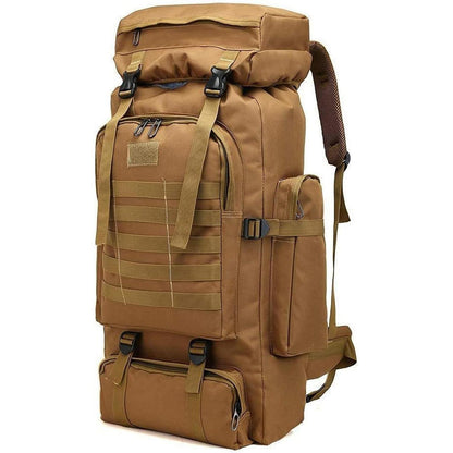 Großer Wanderrucksack 60-80L wasserdicht für Herren & Damen Khaki