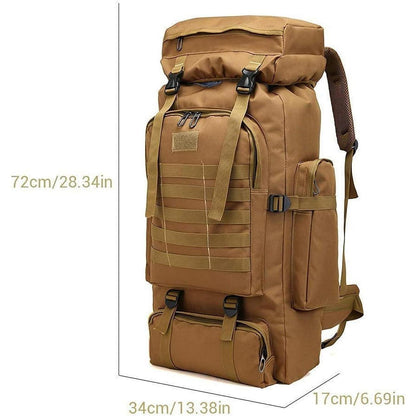 Großer Wanderrucksack 60-80L wasserdicht für Herren & Damen Khaki
