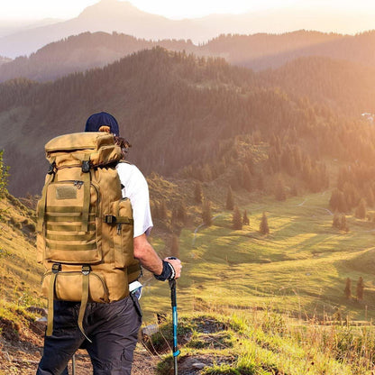Großer Wanderrucksack 60-80L wasserdicht für Herren & Damen Khaki
