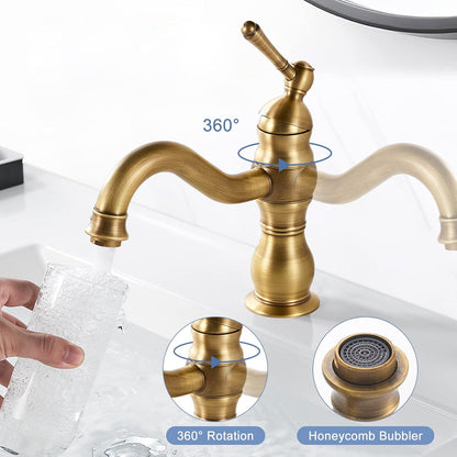 Kisimixer Wasserhahn Bad Antik Bronze 360° Schwenkbar Mischbatterie Messing